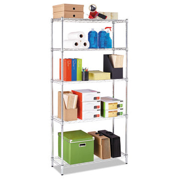 Alera® Residential Wire Shelving, Five-shelf, 36w X 14d X 72h, Silver freeshipping - TVN Wholesale